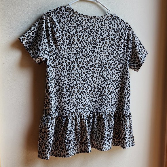 Gaze Animal Print Ruffled Short Sleeve Jersey Size Small - Picture 8 of 11